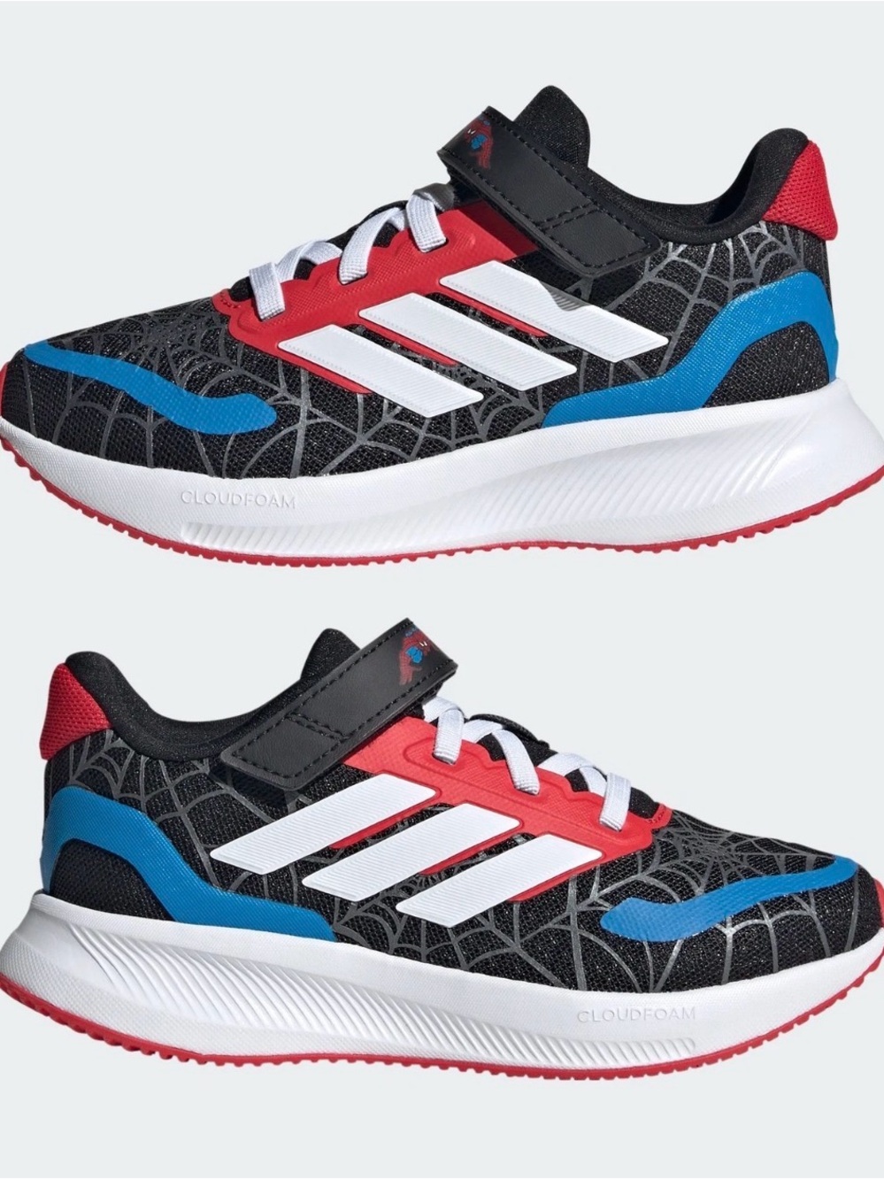 adidas Kids Black/Red/Blue Spider Web Cloudfoam Sneaker